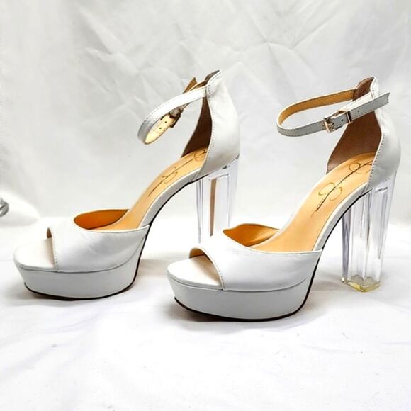 JESSICA SIMPSON-PISILA-2-HEELED LEATHER■SANDAL ANKLE STRAP- ■NWOB■ 💎LADIES 8💎 - Picture 1 of 16